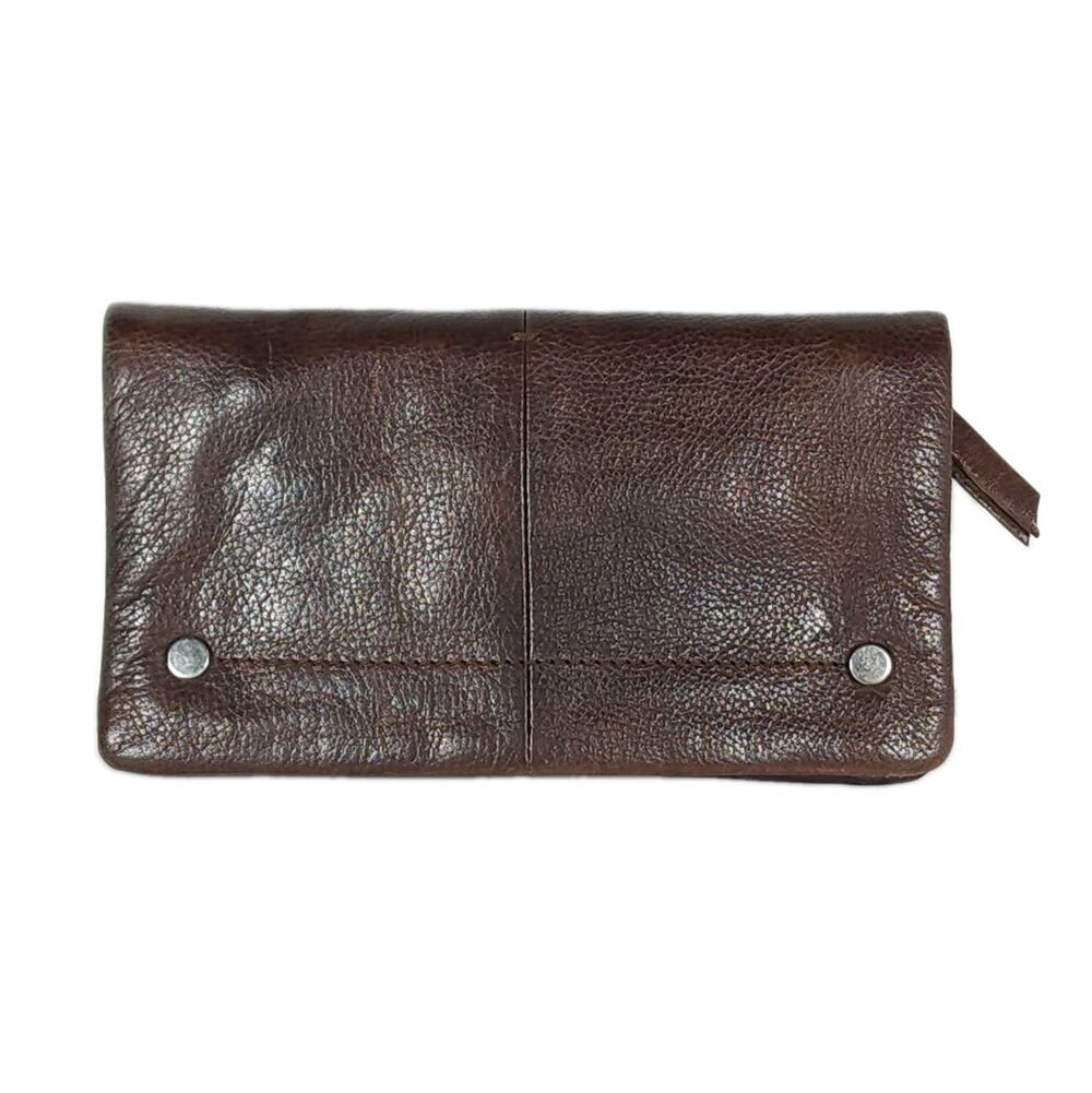 LATICO Terry Brown Distressed Leather Credit Cards Slots Flap Bifold Wallet